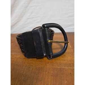 Hobo International Belt Dark Brown Basket Weave Leather Wide Waist Size Small